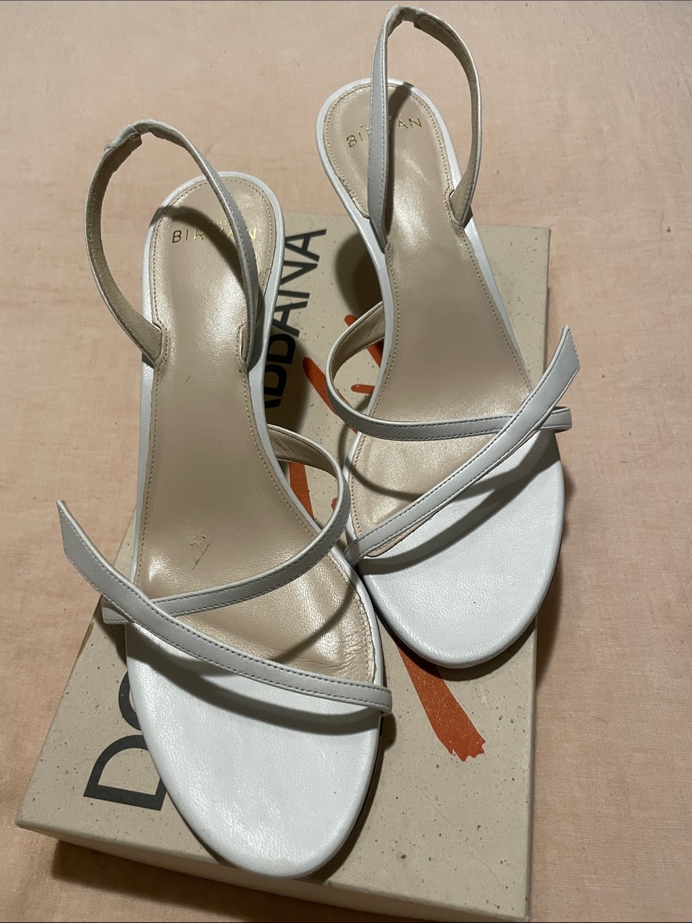 Alexandre Birman White Minimal Strappy Slingback Sandals